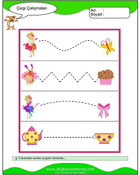 okul öncesi çizgi çalışma sayfaları